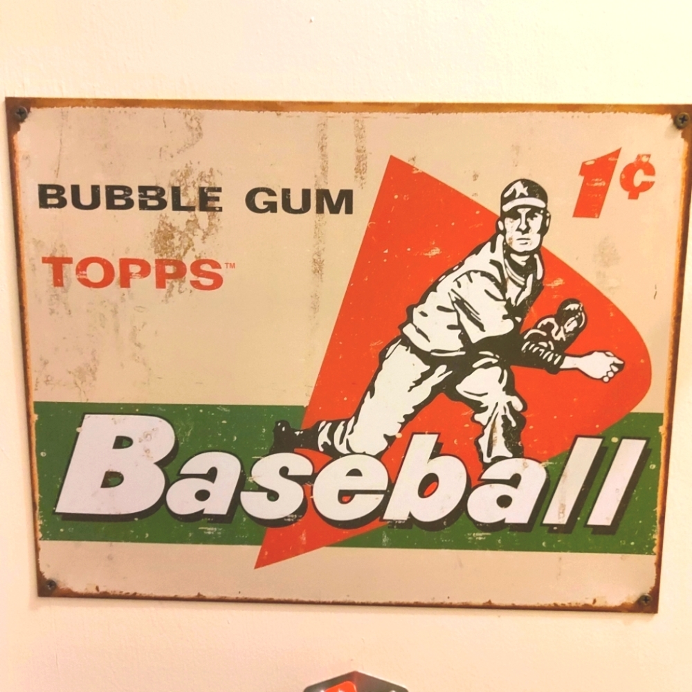 Retro TOPPS Bubble Gum Baseball Themed Tin Sign
